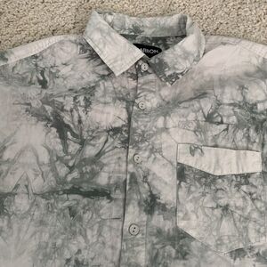 CARBON Shirt Mens Sz XL Tie Dye Button Up Green Gray 100% Cotton